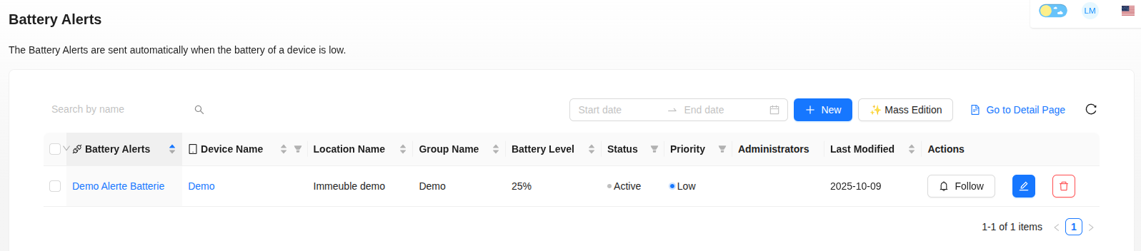 List of device battery alerts