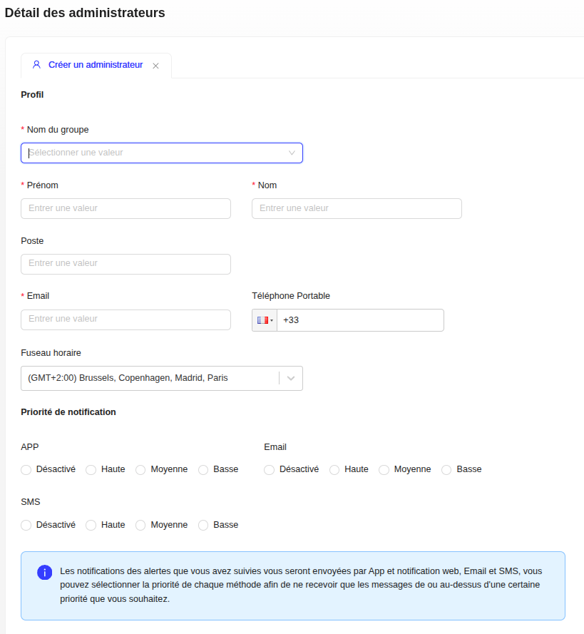 Administrator creation form