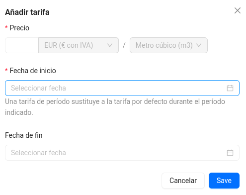 Añadir una tarifa