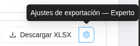 Ajustes de exportación