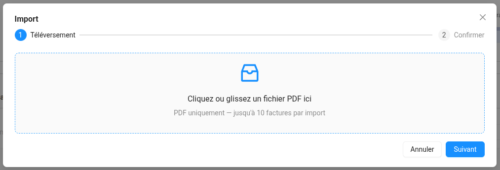 Import d'une facture