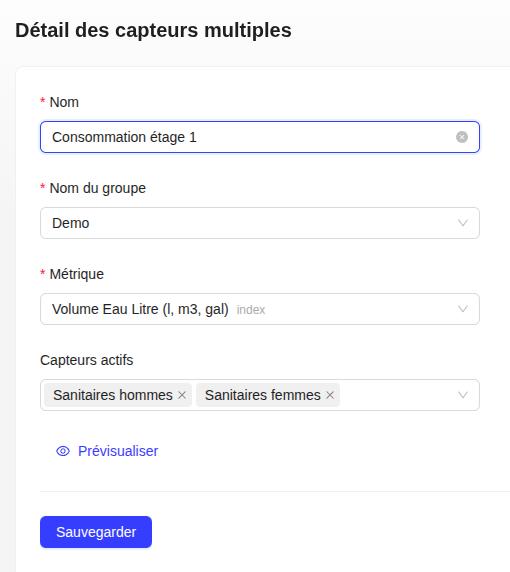 Édition d'un capteur multiple